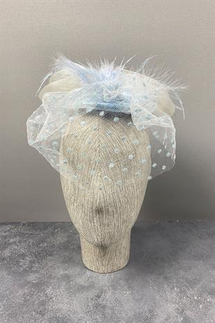 Bebe Blue Polka Dot Voile Wedding And Party Hat