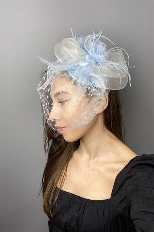 Bebe Blue Polka Dot Voile Wedding And Party Hat