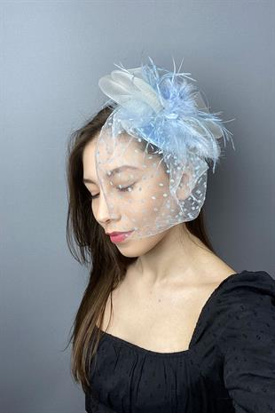 Bebe Blue Polka Dot Voile Wedding And Party Hat