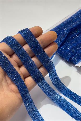 Bebe Mavi  Ütüyle Yapışan Şerit Taş Boncuk1,5 Cm 