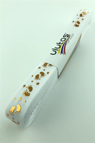 Bebek Ayağı Figür Baskılı Grogren Kurdele