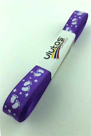 Bebek Ayağı Figür Baskılı Saten Kurdele