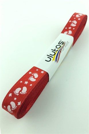 Bebek Ayağı Figür Baskılı Saten Kurdele