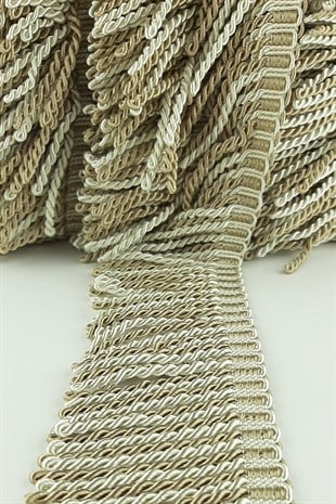 Bej Krem Burgulu Bulyon Saçak Püskül 7 cm