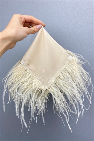 Beige Feather Bridal Halay Handkerchief