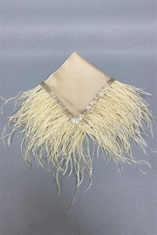 Beige Feather Bridal Halay Handkerchief