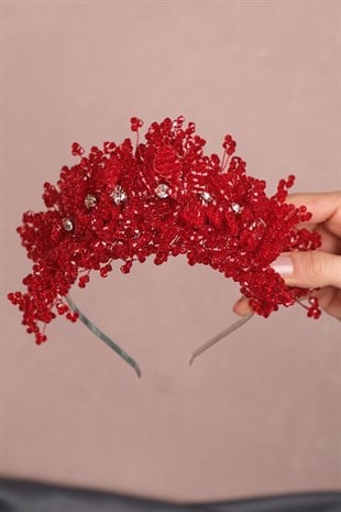 Bellatrix Bride and Henna Crown with Red Crystal Stone