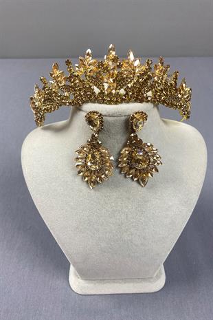 Belur Bridal Henna Crown and Drop Earring Set