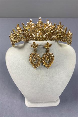 Belur Bridal Henna Crown and Drop Earring Set