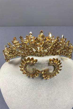 Belur Bridal Henna Crown and Drop Earring Set