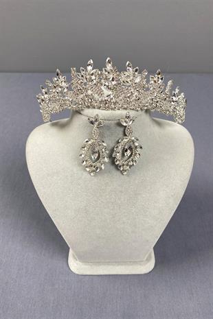 Belur Gelin Tacı Ve Damla Küpe Seti