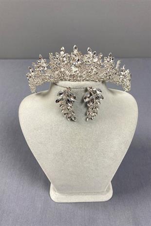 Belur Gelin Tacı Ve Damla Küpe Seti