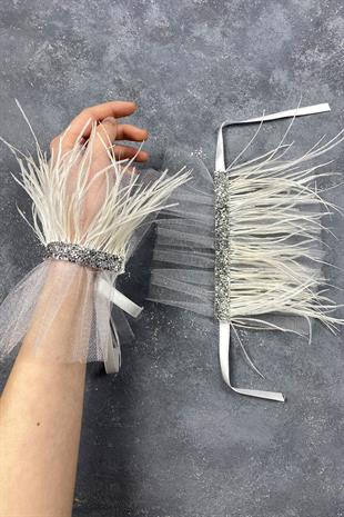 الجملة بيرين ريشة الزفاف ملحق المعصم مزدوج اليد