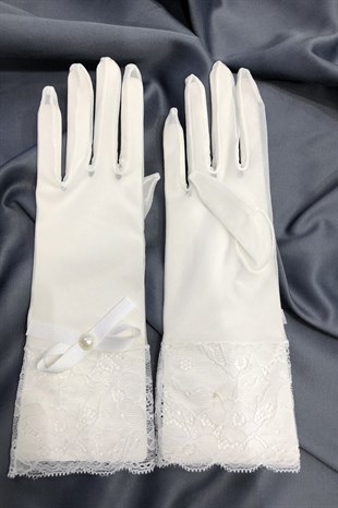 Beyaz  Dantelli Eldiven
