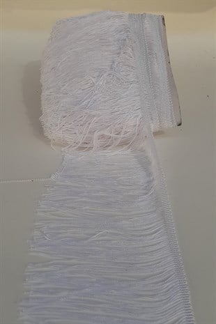 Beyaz 15 Cm Saçak Şerit Püskül