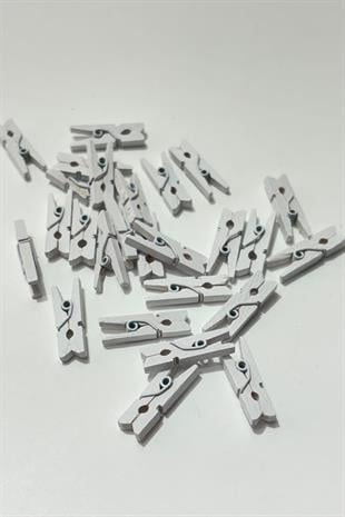 Beyaz Ahsap Dekoratif Mandal Aksesuar 25 Adet