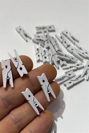 Beyaz Ahsap Dekoratif Mandal Aksesuar 25 Adet