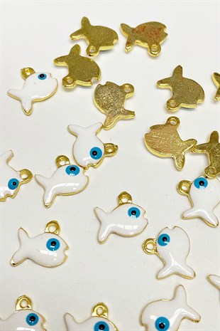 White Fish Model Evil Eye Bead Pendant 1 Piece