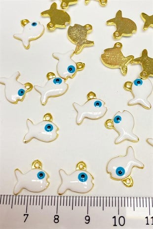 White Fish Model Evil Eye Bead Pendant 1 Piece