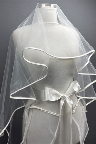 Beyaz Biyeli Gelin Duvağı Kına Yüz Örtüsü