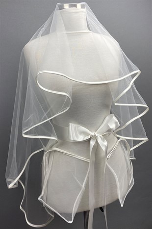 Beyaz Biyeli Gelin Duvağı Kına Yüz Örtüsü