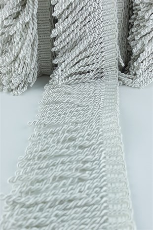 Beyaz Burgulu Bulyon Saçak Püskül 7 cm