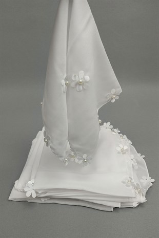 White Flower Patterned Lux ​​Halay Handkerchief 1 pcs