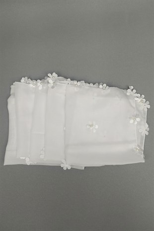White Flower Patterned Lux ​​Halay Handkerchief 5 pcs