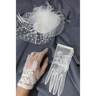 الجملة الزهور البيضاء قفازات الزفاف Vualet قبعة