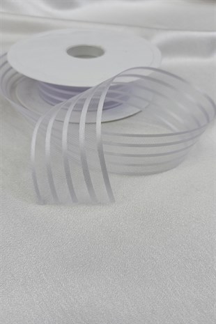 Beyaz Çizgili Şifon Kurdele