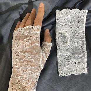 الجملة الدانتيل الأبيض نصف اصبع القفازات