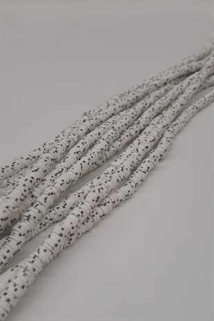 White Patterned Fimo Dough Beads 6Mm