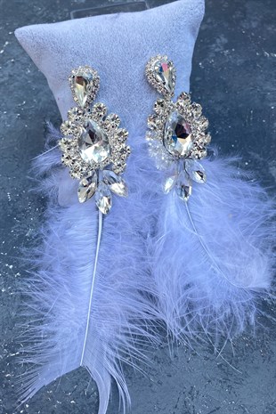 Beyaz El Yapımı Tasarım Düğün Gelin Küpesi