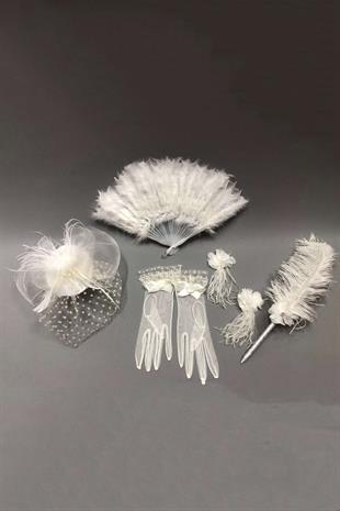 الجملة القفاز الأبيض Voilet قلم رصاص مروحة القرط مجموعة