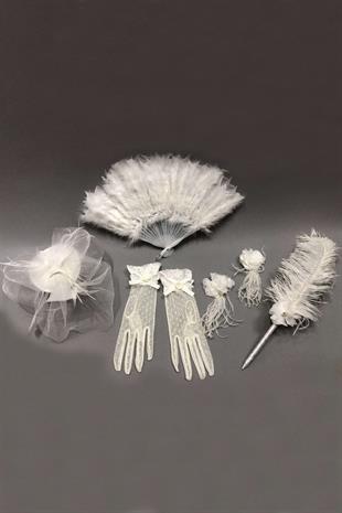 الجملة القفاز الأبيض Voilet قلم رصاص مروحة القرط مجموعة