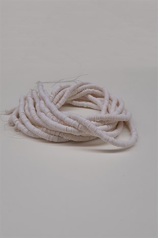 Beyaz Fimo Hamur Boncuk 6Mm