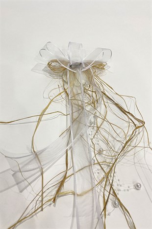 Beyaz Hasırlı Orkideli Bavul Süsü Bohça Süsü 3 Adet