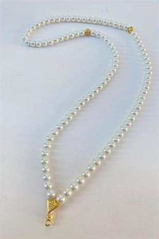 مسبحة جاهزة مع حبات اللؤلؤ الأبيض 99 لو