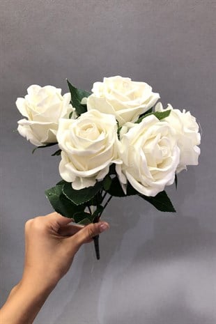 Beyaz Kadife Yapay Gül