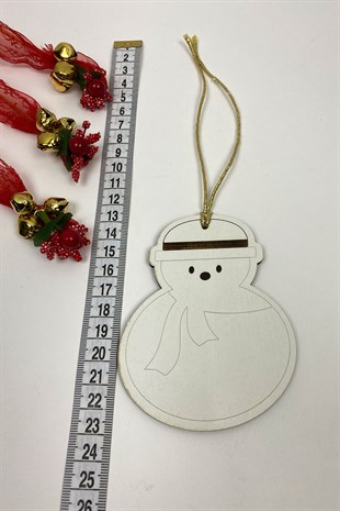 Beyaz Kardan Adam Baskı Yılbaşı Ağaç Süsü(5Adet)