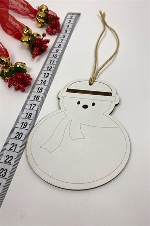 Beyaz Kardan Adam Baskı Yılbaşı Ağaç Süsü(5Adet)