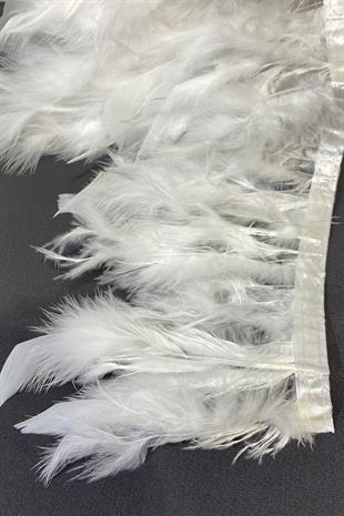 Beyaz Kaz Tüyü Otriş Biyeli Şerit Tüy