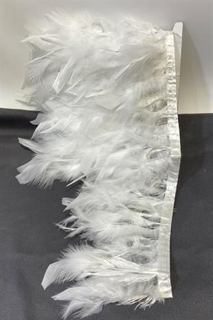 Beyaz Kaz Tüyü Otriş Biyeli Şerit Tüy