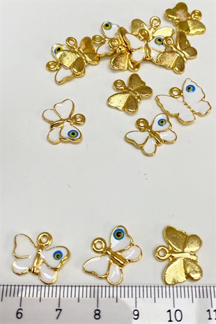 White Butterfly Model Evil Eye Bead Pendant 1 Piece