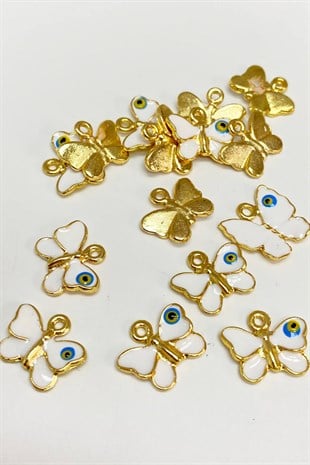 White Butterfly Model Evil Eye Bead Pendant 1 Piece