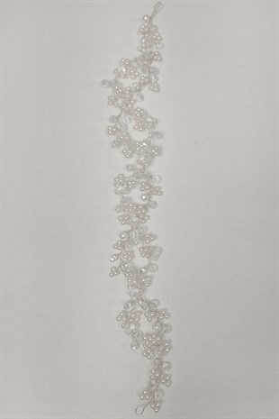 Beyaz Kristal Çiçek Motifli Saç Aksesuarı