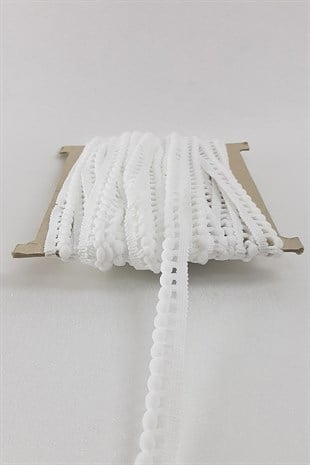 Beyaz Küçük Şerit Ponpon