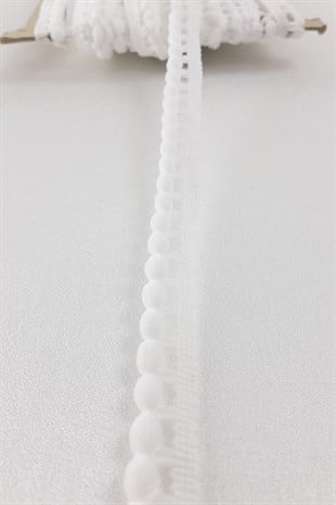 Beyaz Küçük Şerit Ponpon