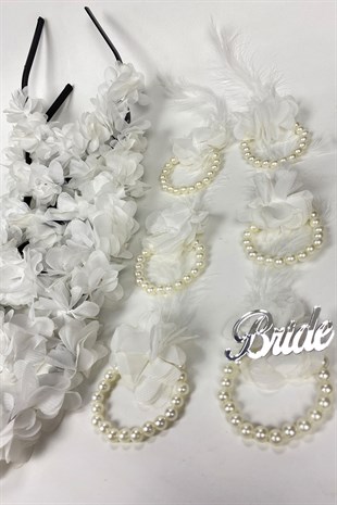 White Laser Flower Bridesmaid Tiara and Gift Child Tiara 6 pcs