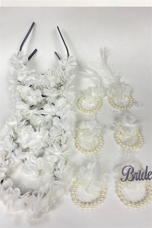 White Laser Flower Bridesmaid Tiara and Gift Child Tiara 6 pcs